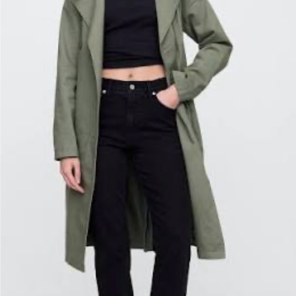 GAP Sage Green Double-Breasted Trench Coat - Picture 5 of 6